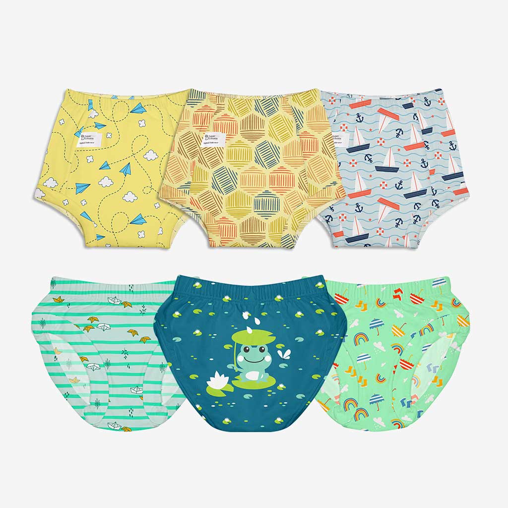 Pack of 3 Padded Underwear + Pack of 3 Unisex Toddler Briefs