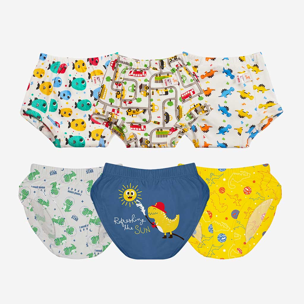 Pack of 3 Padded Underwear + Pack of 3 Unisex Toddler Briefs