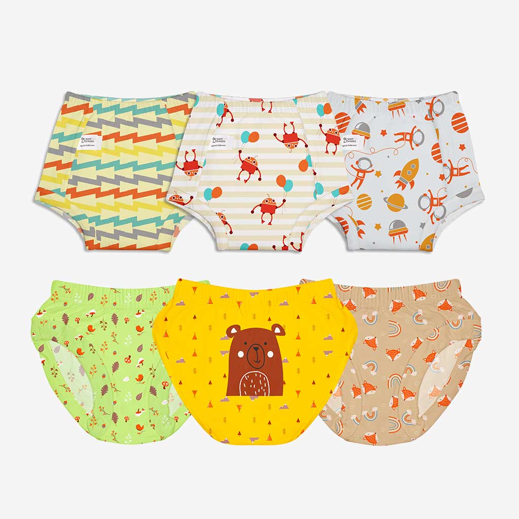 Pack of 3 Padded Underwear + Pack of 3 Unisex Toddler Briefs