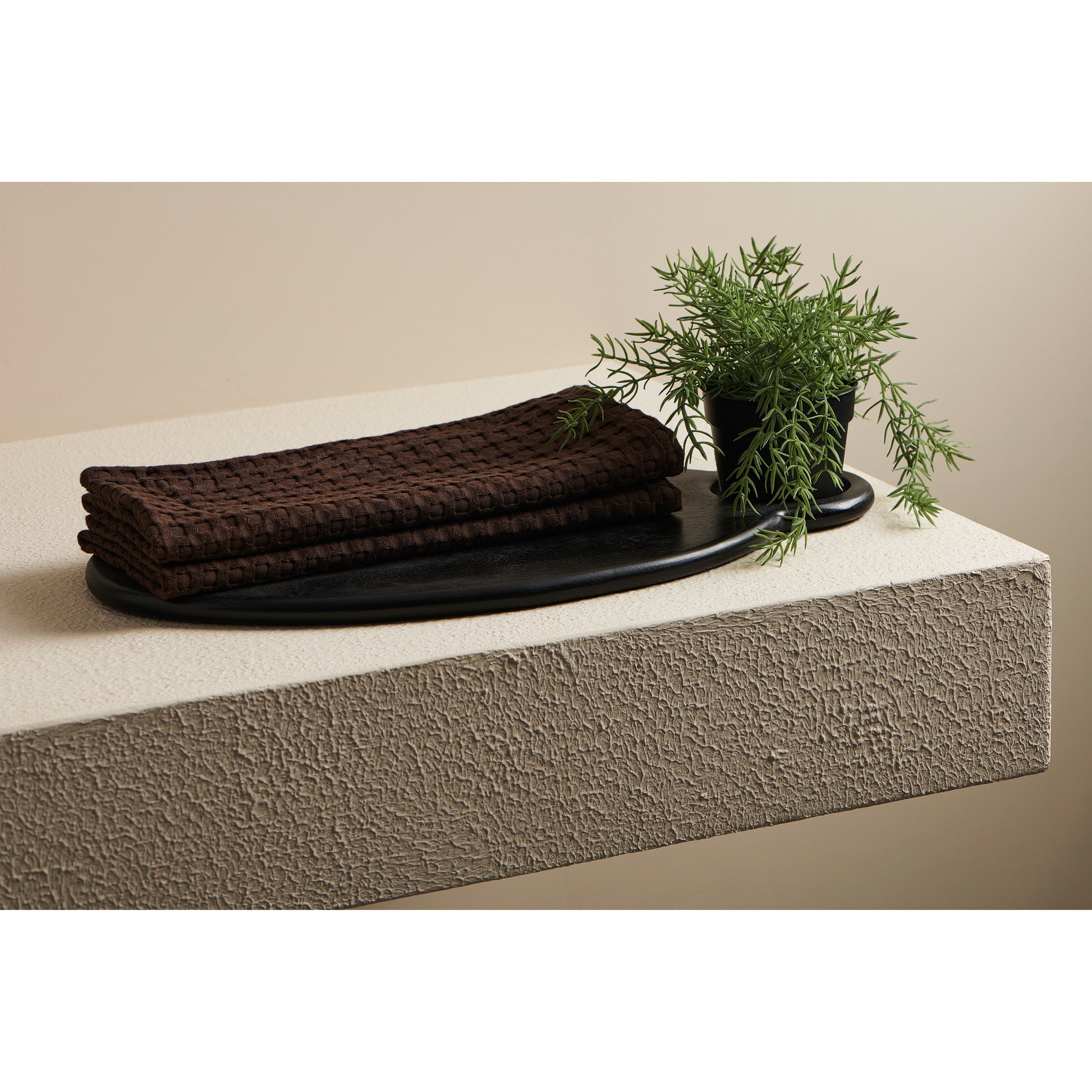 Beehive Bamboo Textured Waffle Hand Towel-peat