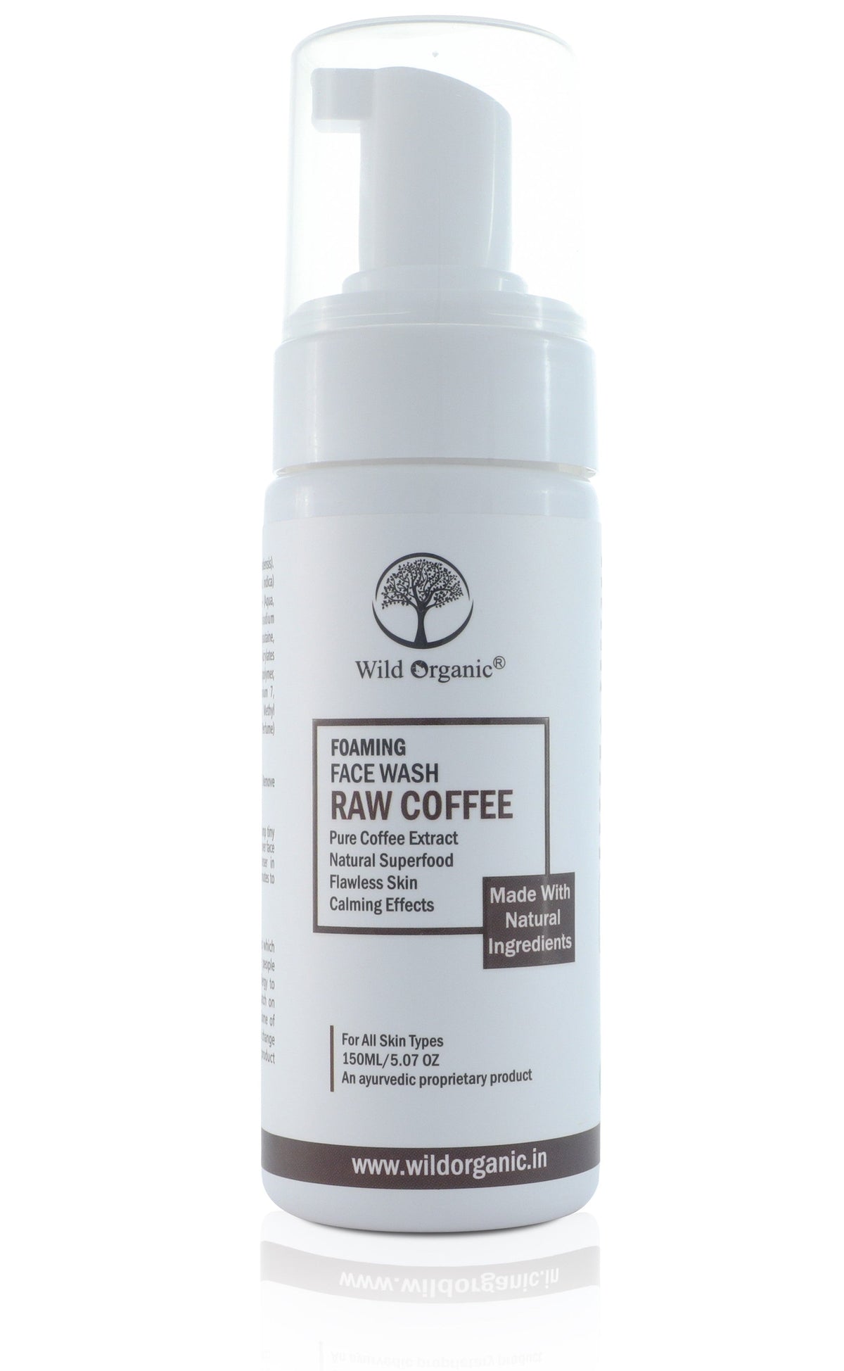 Raw Coffee Faoming Face Wash Pure Coffee Extract Natural Superfood Flawless Skin Calming effect 150Ml