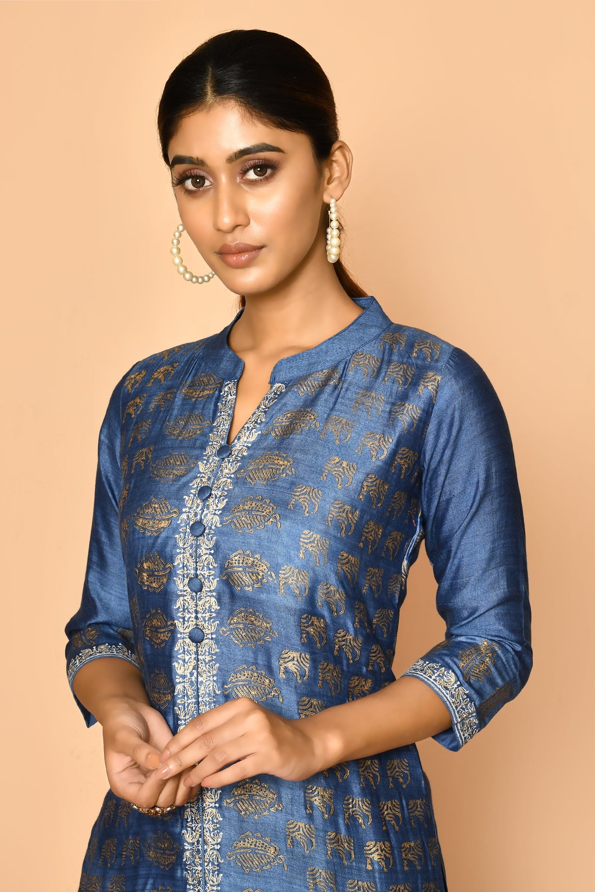 Topaz handloom cotton silk kurta set