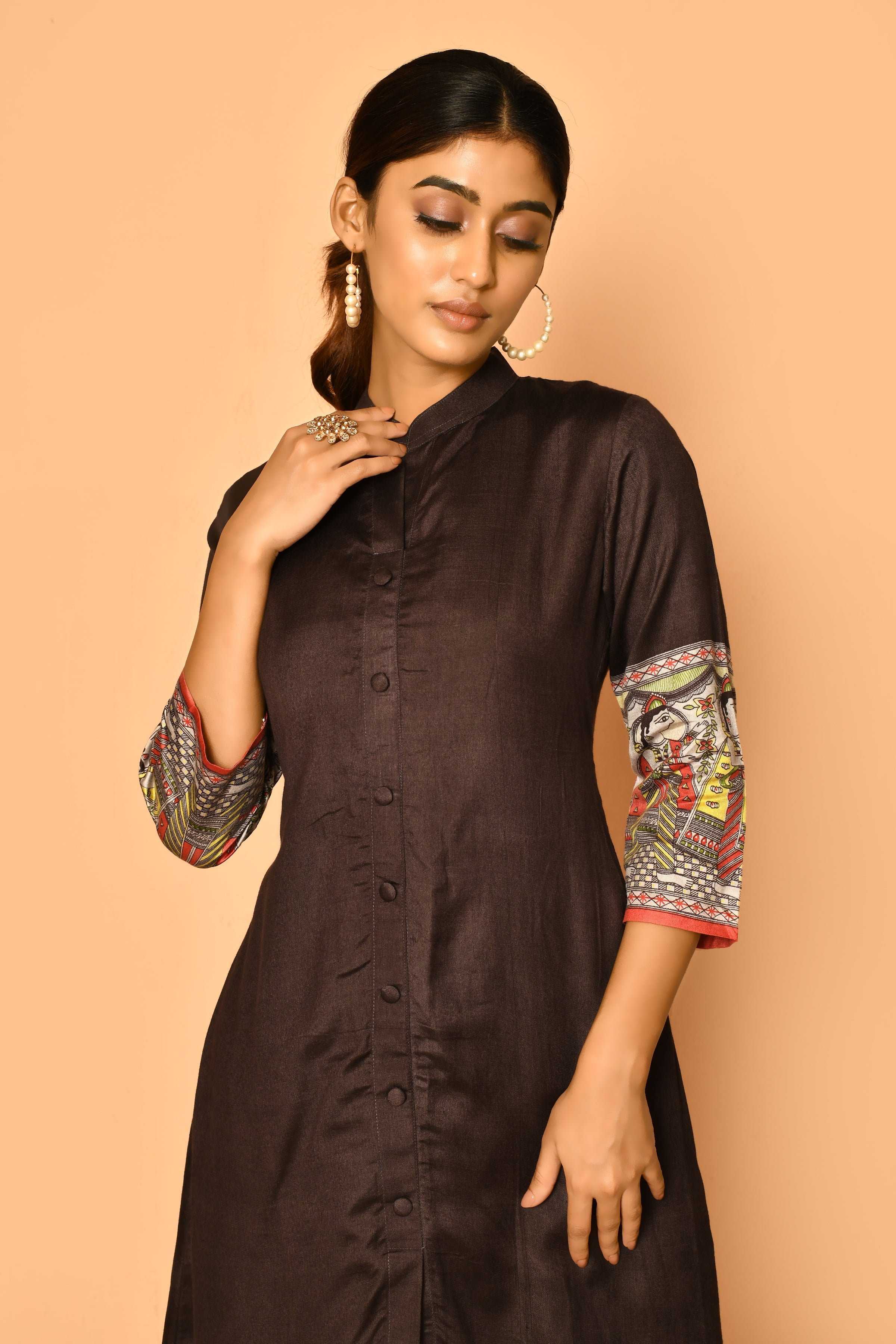 Siya Handloom madhubani cotton silk kurta set
