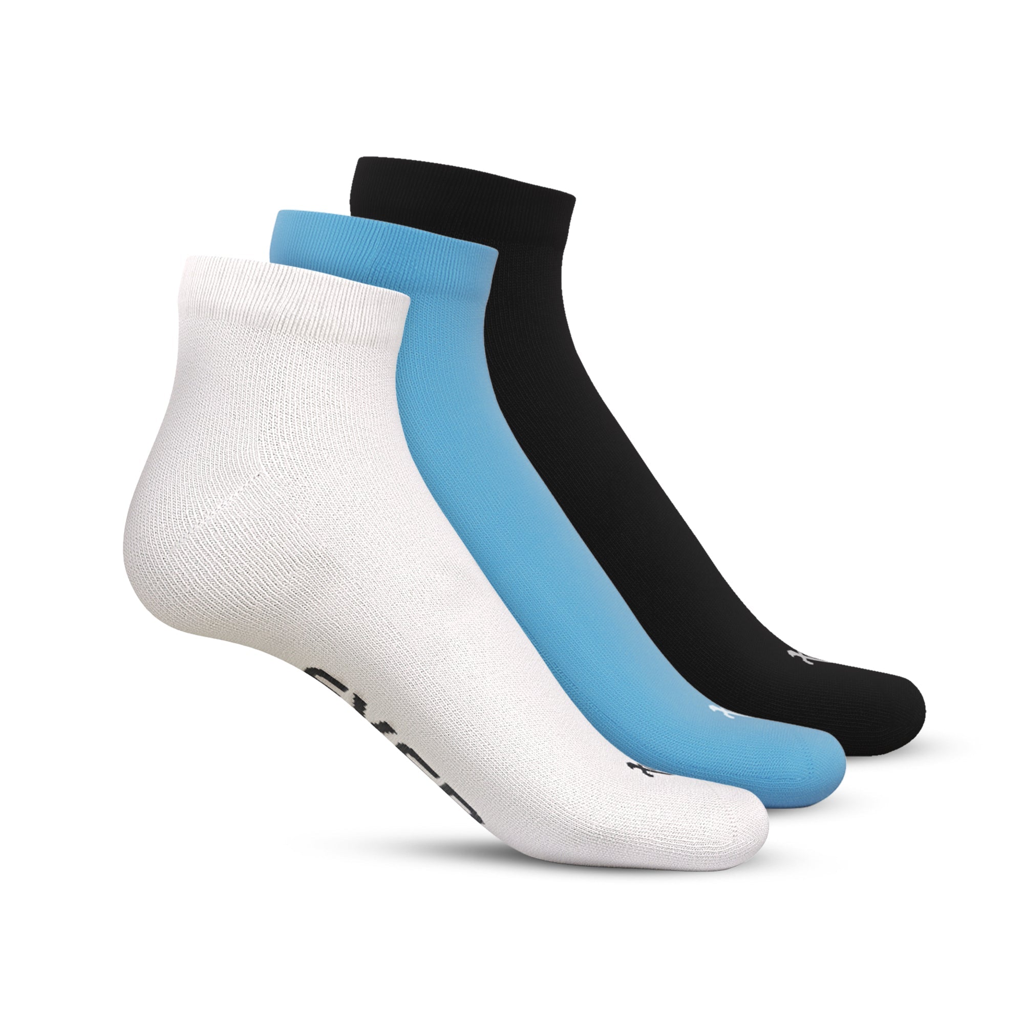 Ankle – Ever Ready – Black, White, Peeka Blue – Sky Blue – Set of 3