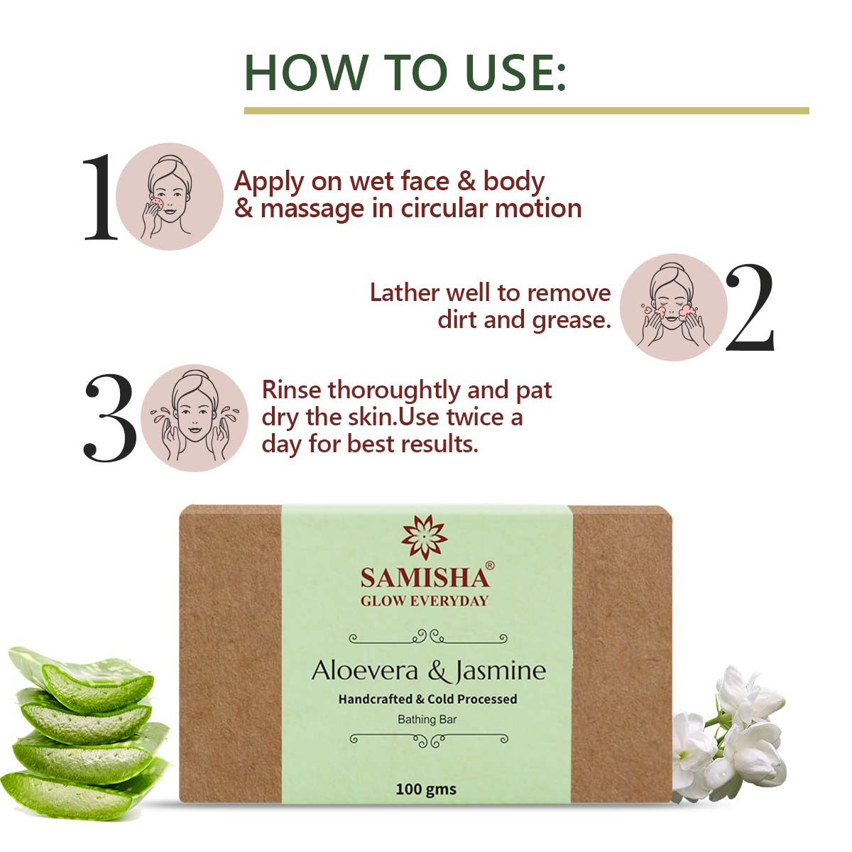 Organic Aloevera & Jasmine Anti-Blemish Bath Bar - 100gm