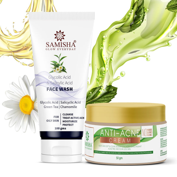 Samisha Organic Complete Acne Treatment - Face Wash & Anti Acne Face Cream