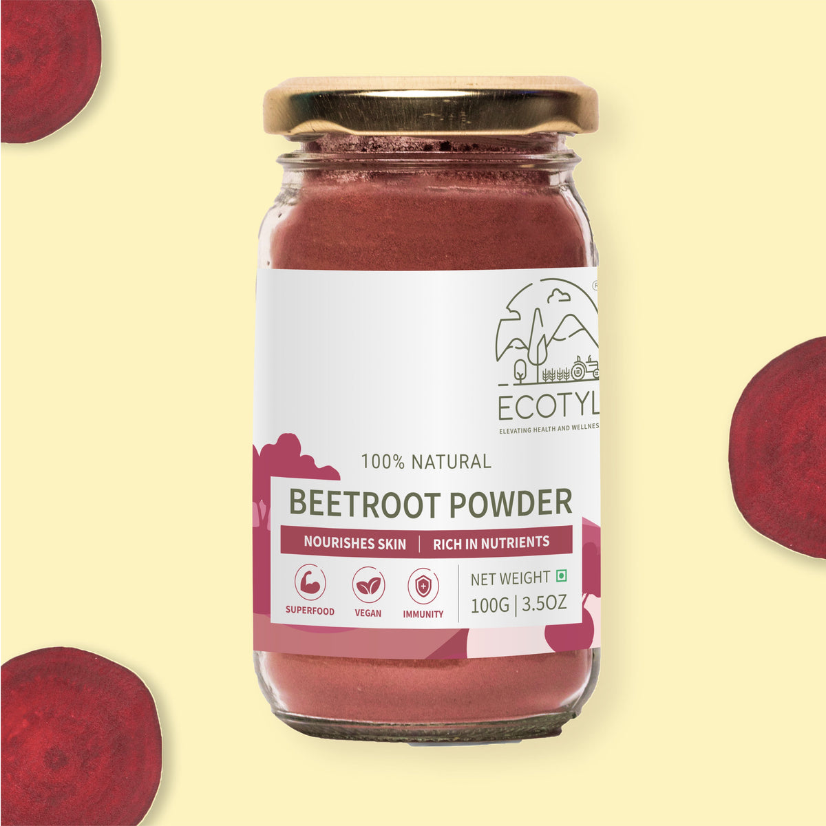 Ecotyl Beetroot Powder | Boosts Metabolism | Good For Skin | 100g