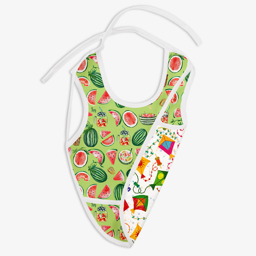 Waterproof Cloth Bib - Melon Splash and Coloured Skies 