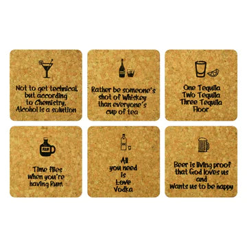 Bar Fun Cork Coaster Set – Emusa Sustainable