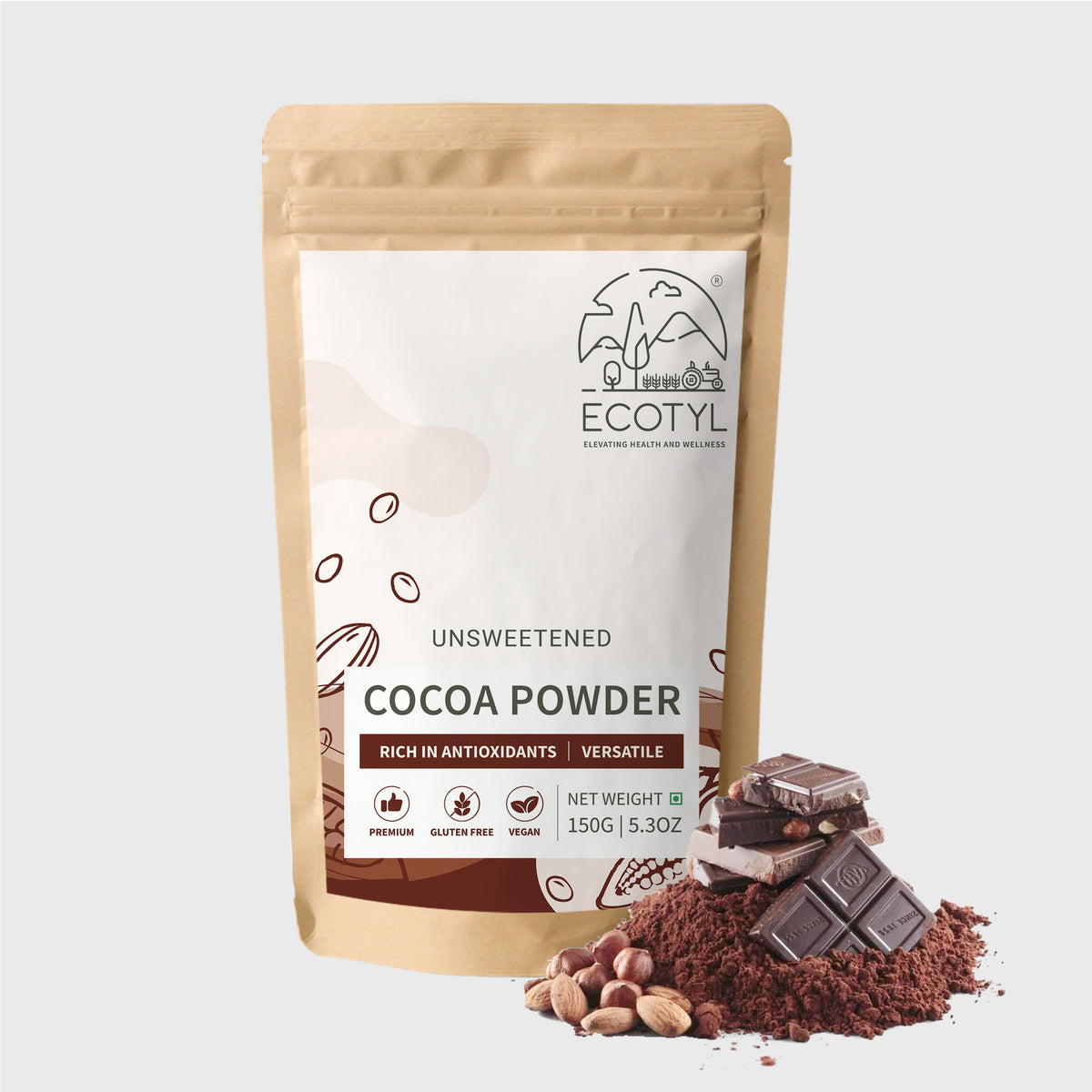 Ecotyl Cocoa Powder | Unsweetened | Perfect for Baking | 150g