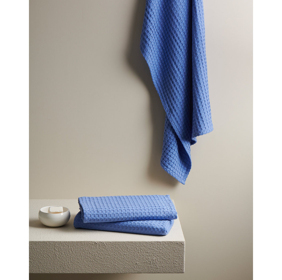 Pebble Textured Waffle Bath Towel-Cobalt