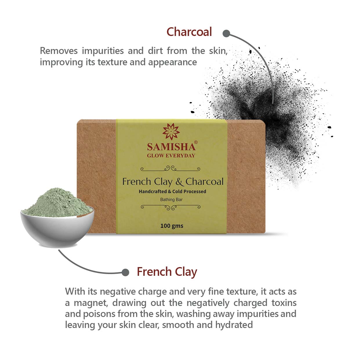 Organic French Green Clay & Charcoal Deep Cleansing Bath Bar - 100gm