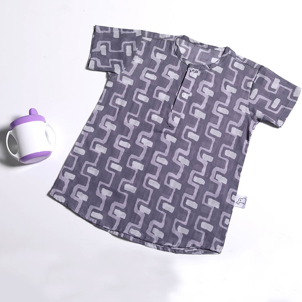 Short Sleeve Kurta - Grey in Harmony