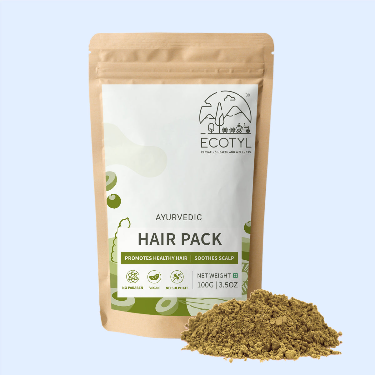 Ecotyl Ayurvedic Hair Pack | For Hair Conditioning & Strengthening | Blend of 10+ Herbs | 100g