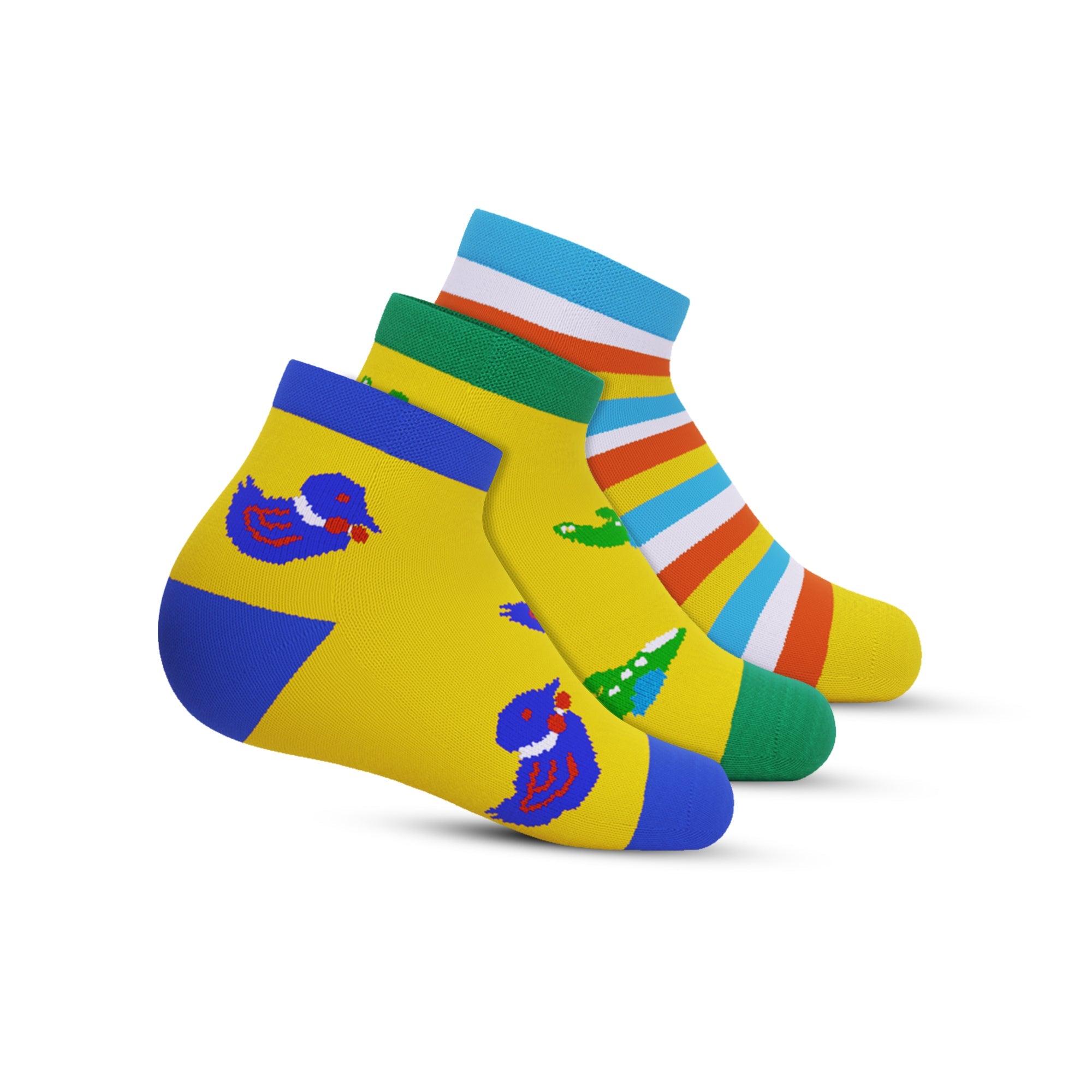 Ankle - lil one - Yellow, take off - Yellow, hide seek - Sky Blue - Pack of 3