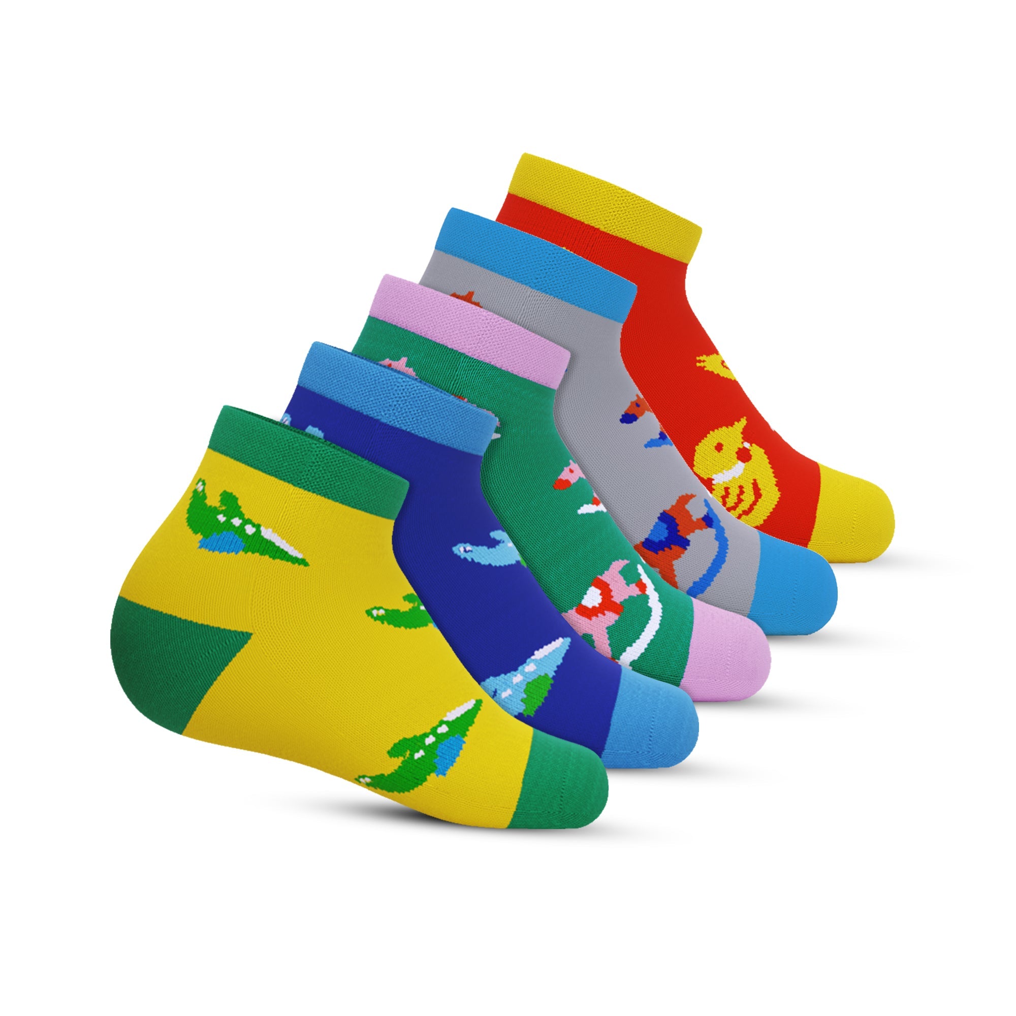 Ankle – lil one – Red, play time Green & Grey, take off – Royal blue & Yellow – Pack of 5