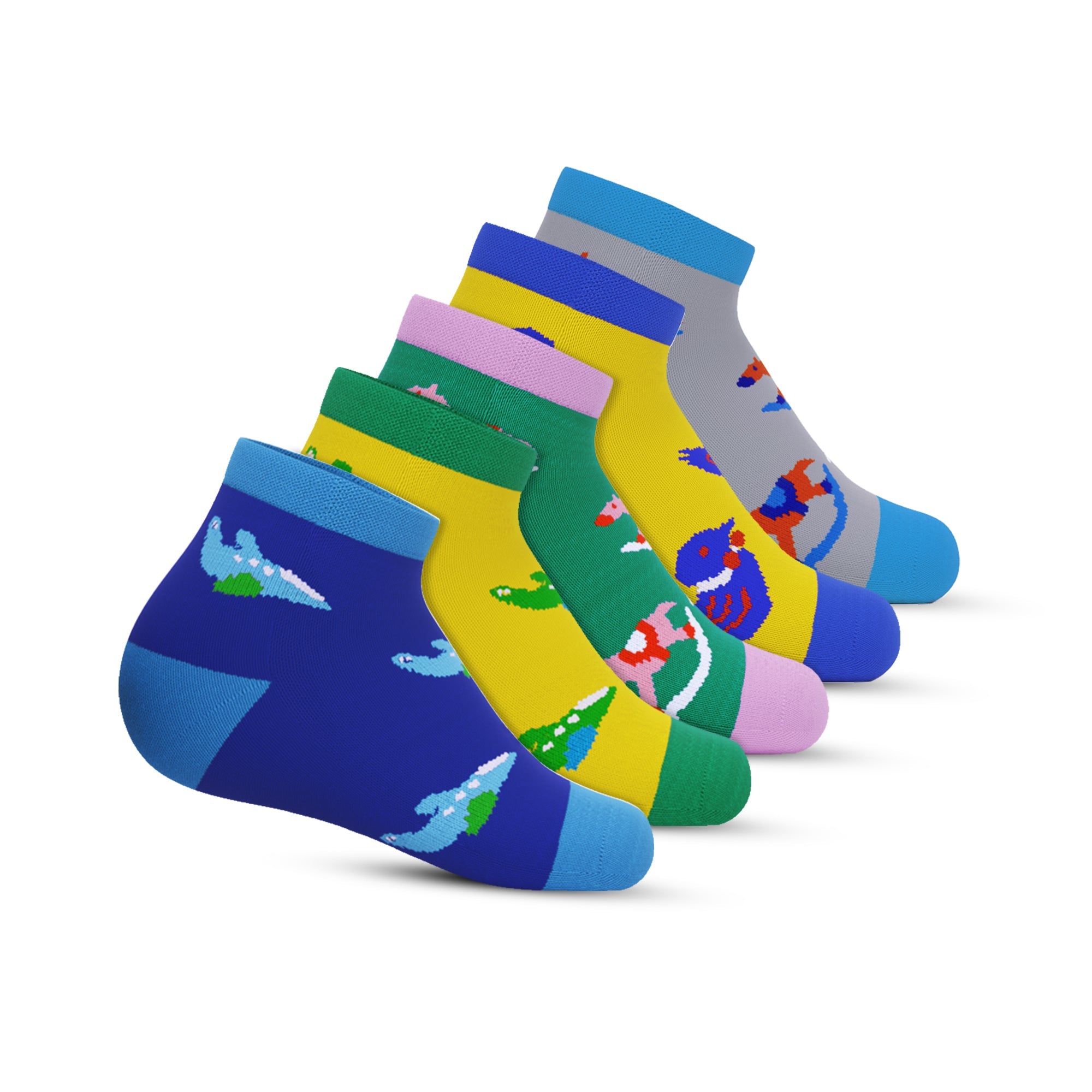 Ankle – lil one – Yellow, play time Green & Grey, take off – Royal blue & Yellow – Pack of 5