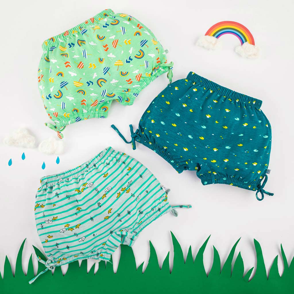 Unisex Toddler Bloomers - 3 Pack ( Rainy Poppins)