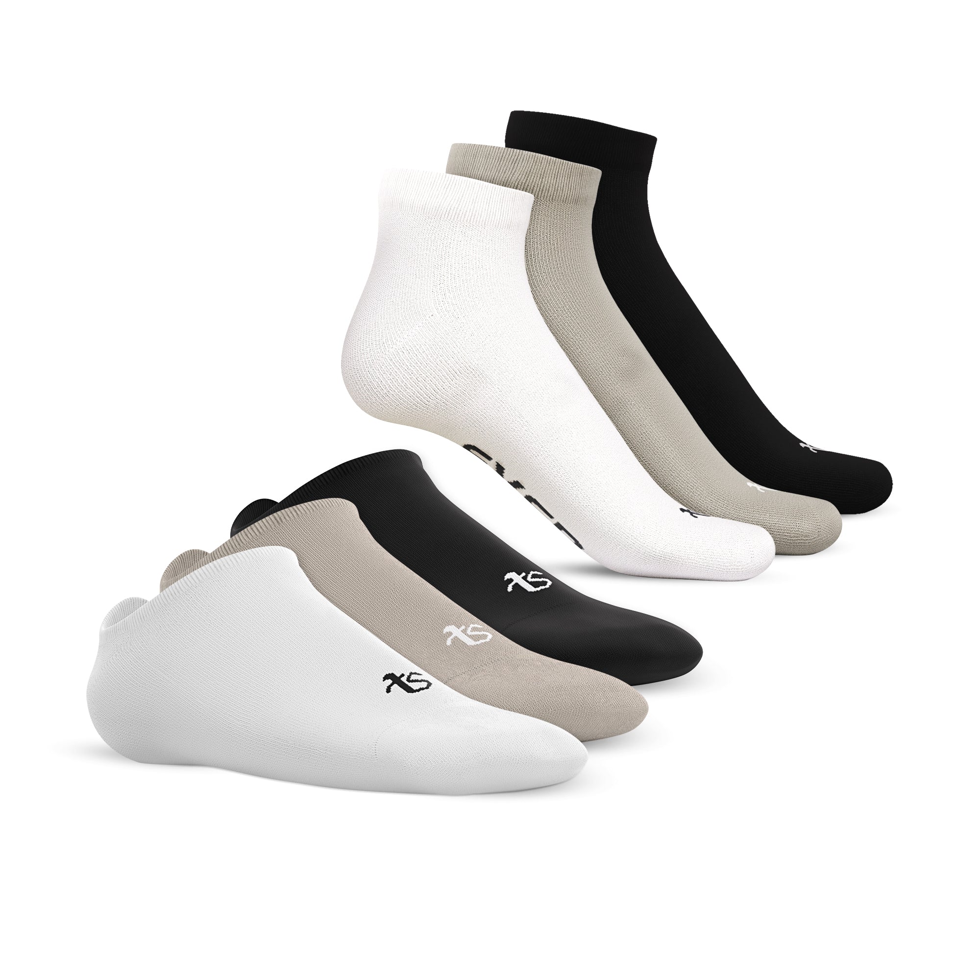 Ankle, Loafer – Ever Ready – White, Grey, Black – Set of 6