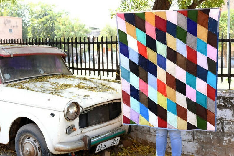 Kids Linen cotton filled Quilt /Kids Playmat /Handmade Patchwork ,Kantha Quilt,Throw,Gudri,Rally,Bedspread ,Blanket,Coverlet,Rajai