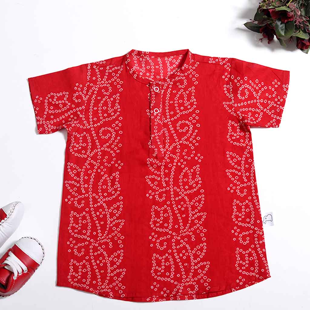 Short Sleeve Kurta - Maroon Dance