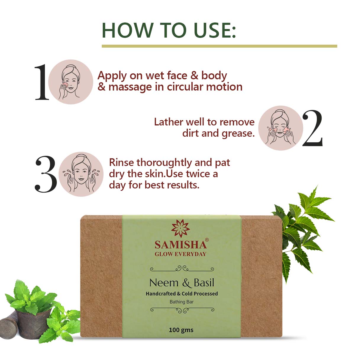 Organic Neem & Basil Skin Clearing Bath Bar - 100gm