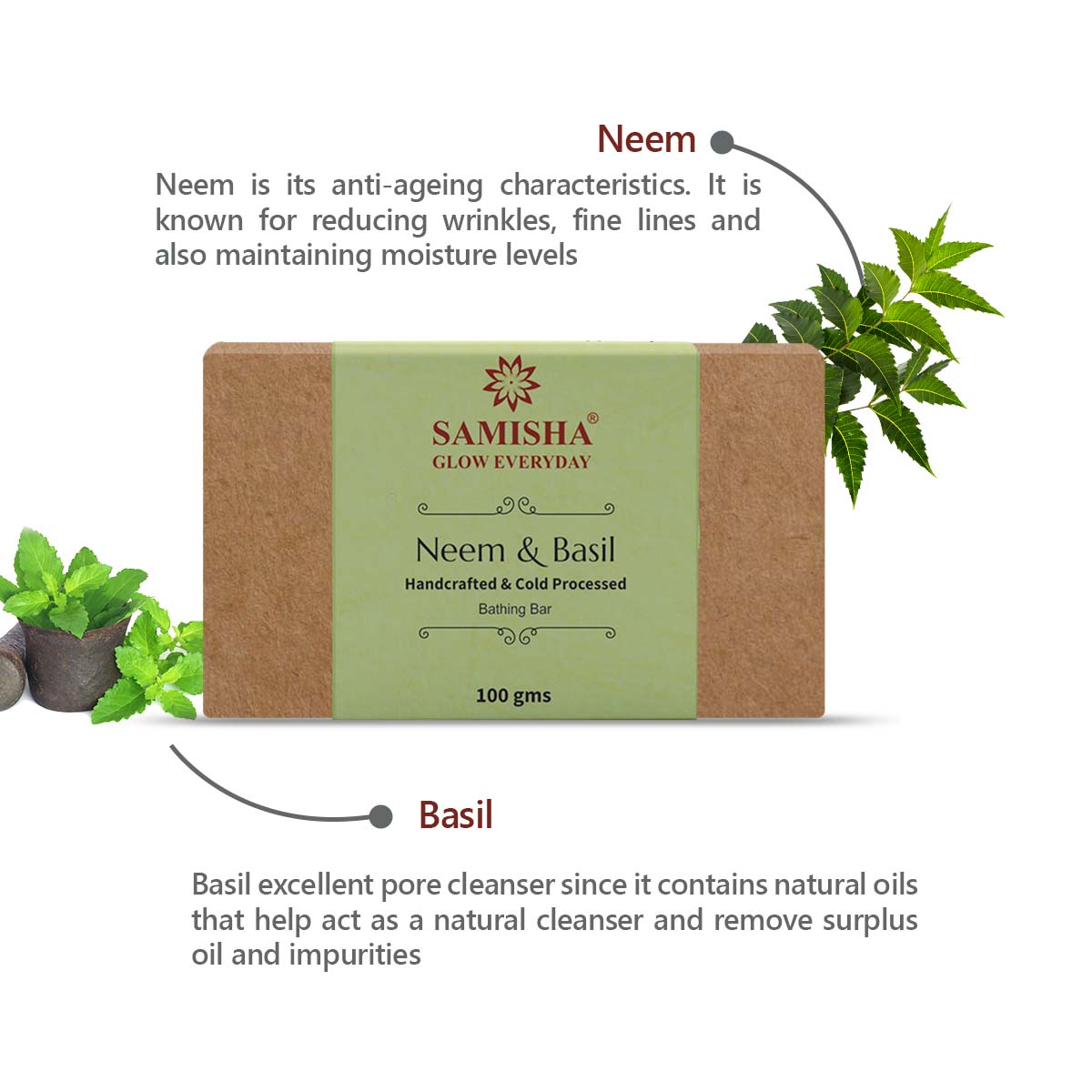 Organic Neem & Basil Skin Clearing Bath Bar - 100gm