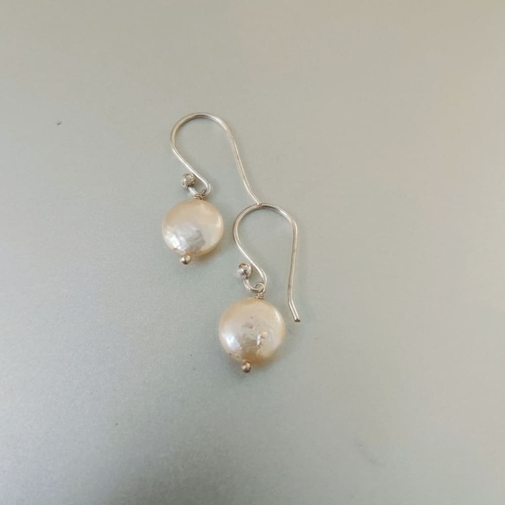 #13 - Coin Baroque Pearl Earrings Silver Hook