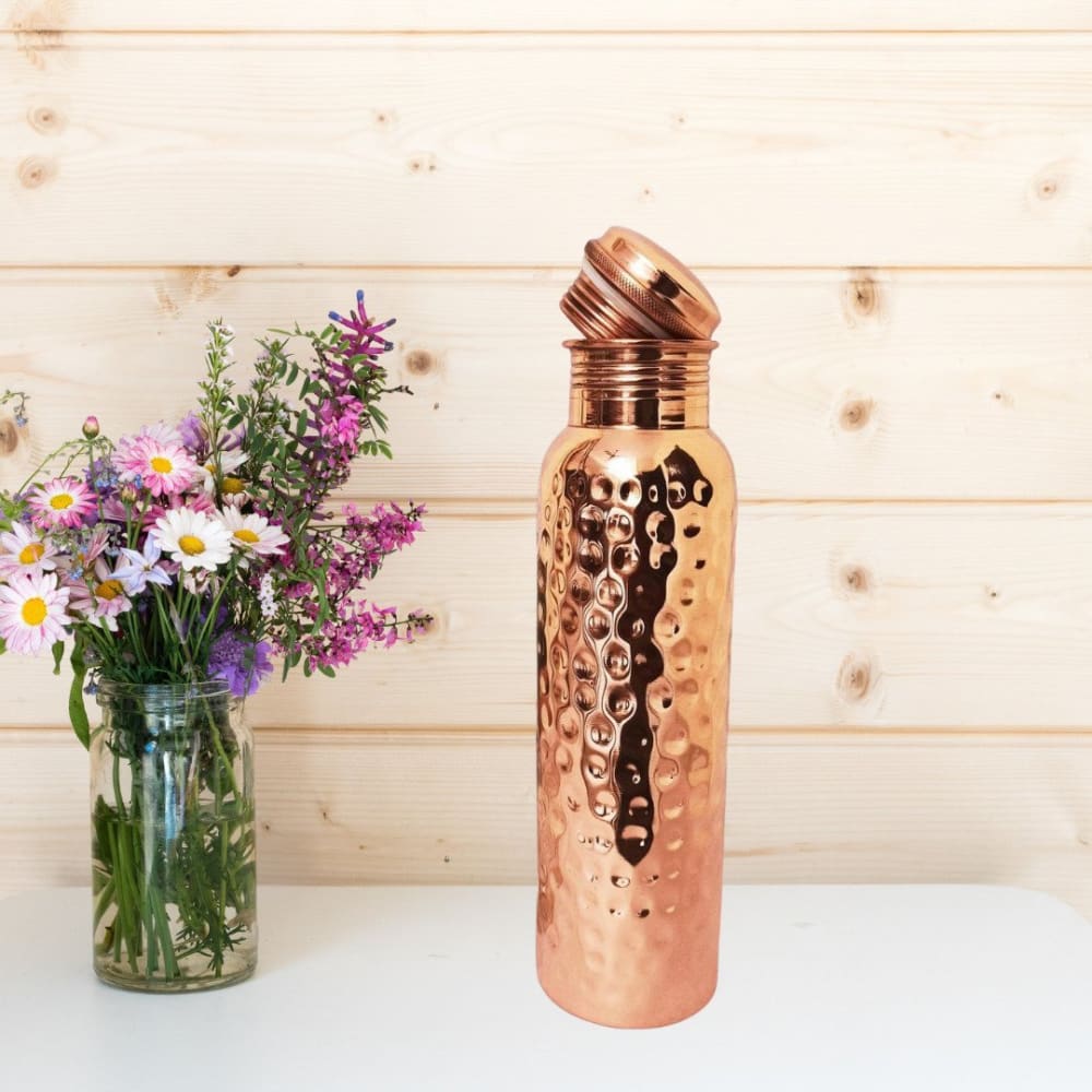 1L Copper Bottle (with Cleaning Brush) - Hammered