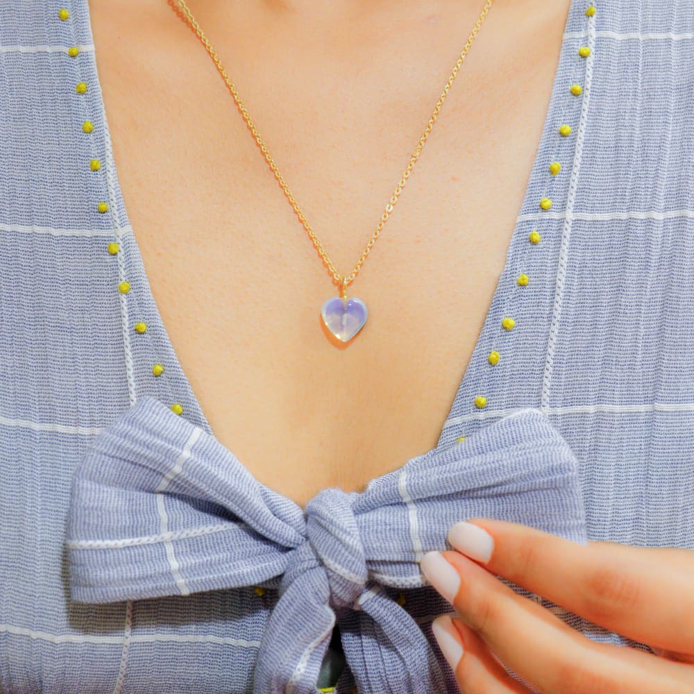 Opal Stone Pendant with Golden Chain