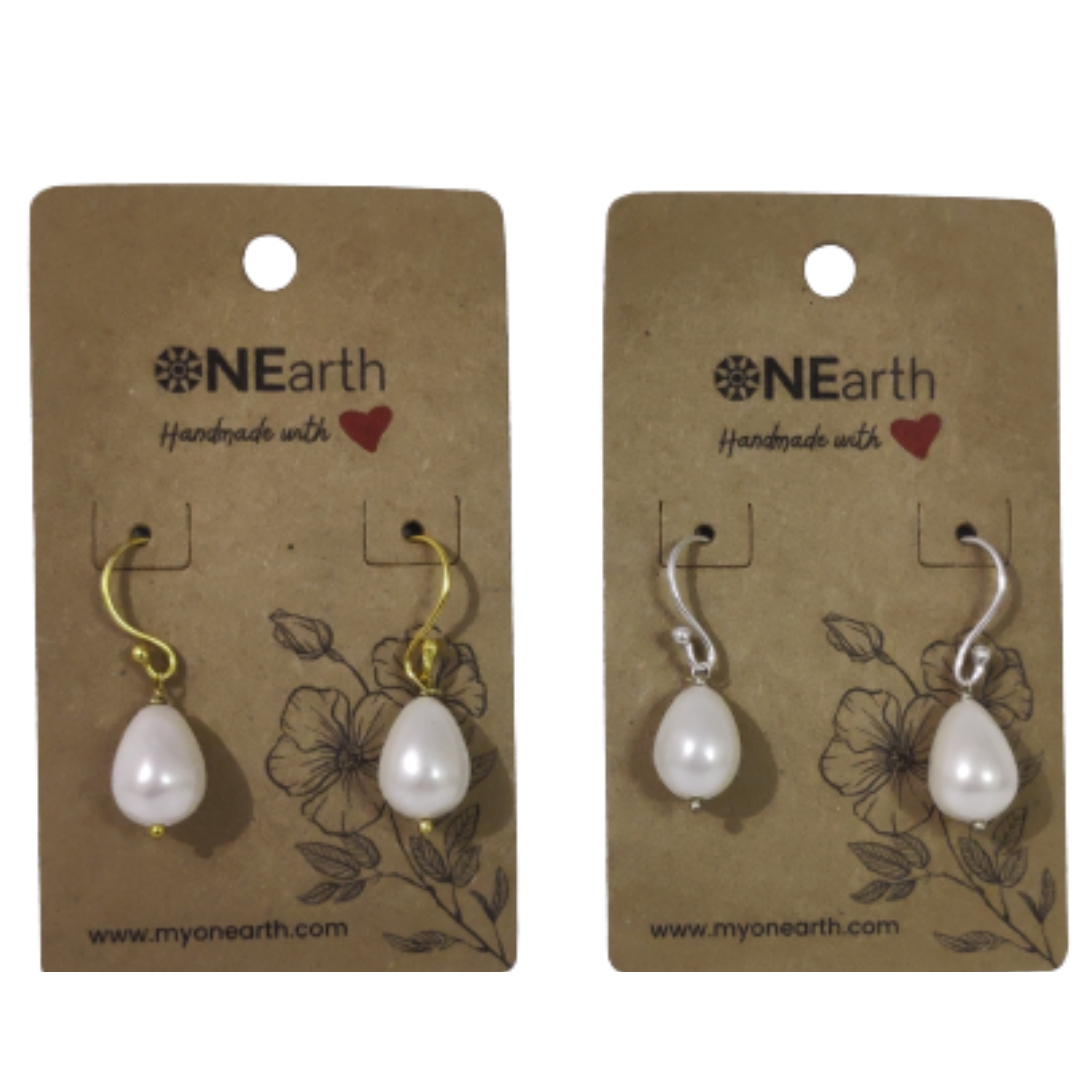 #77 - Drop Baroque shell pearl Earrings (Gold Hook)