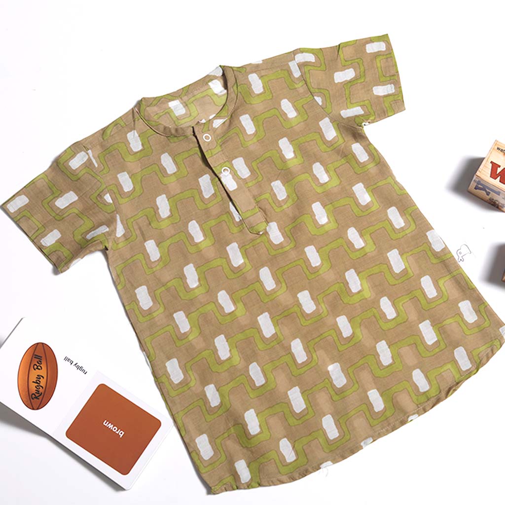 Short Sleeve Kurta - Olive Garden