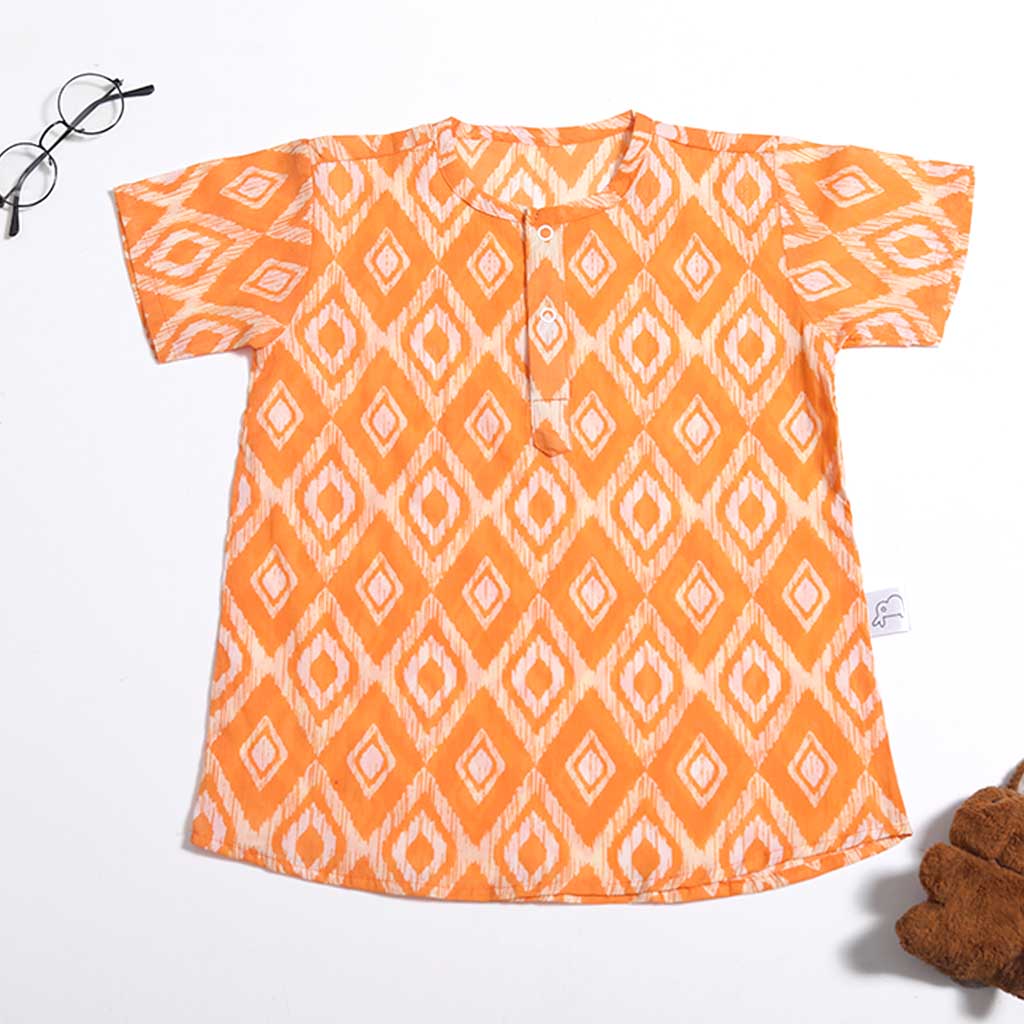 Short Sleeve Kurta - Orange Canvas
