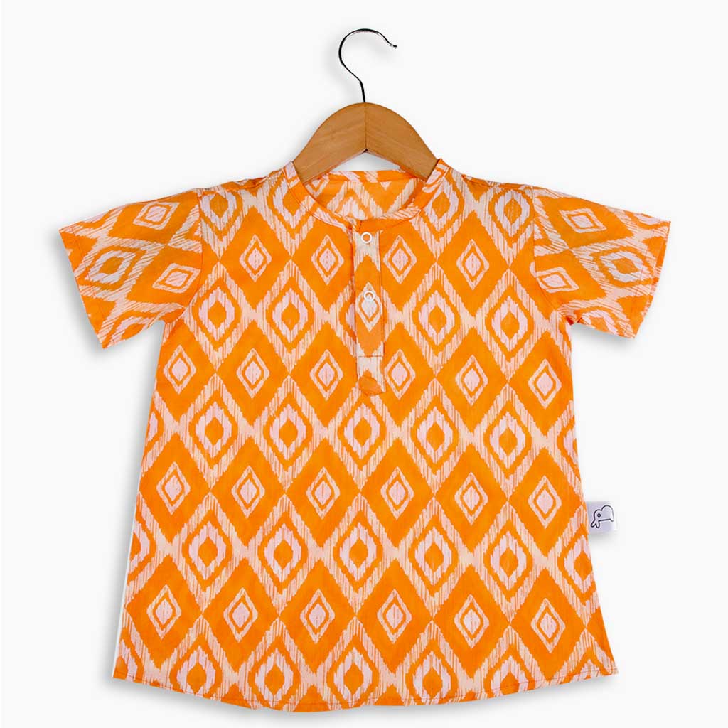 Short Sleeve Kurta - 3 pack - Orange Canvas - Saplings - Pastel Pink