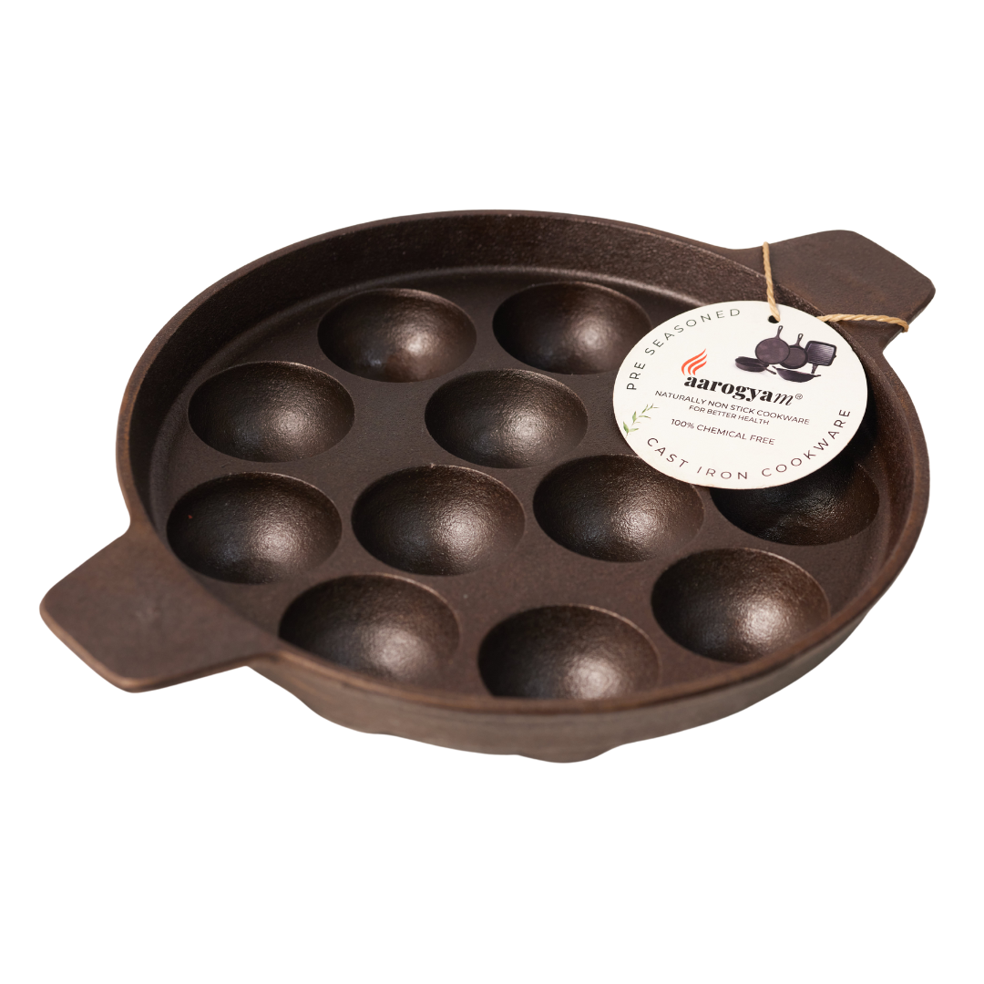 Aarogyam Cast Iron 12 CAVITY ROUND Paniyaram