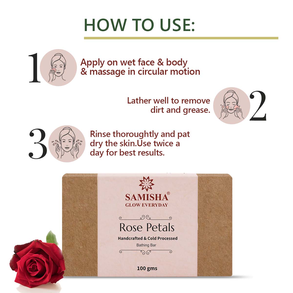 Organic Rose Petals Anti Aging Bath Bar - 100gm