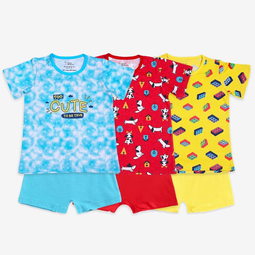 Short Sleeve Top & Shorts Set - 3 pack