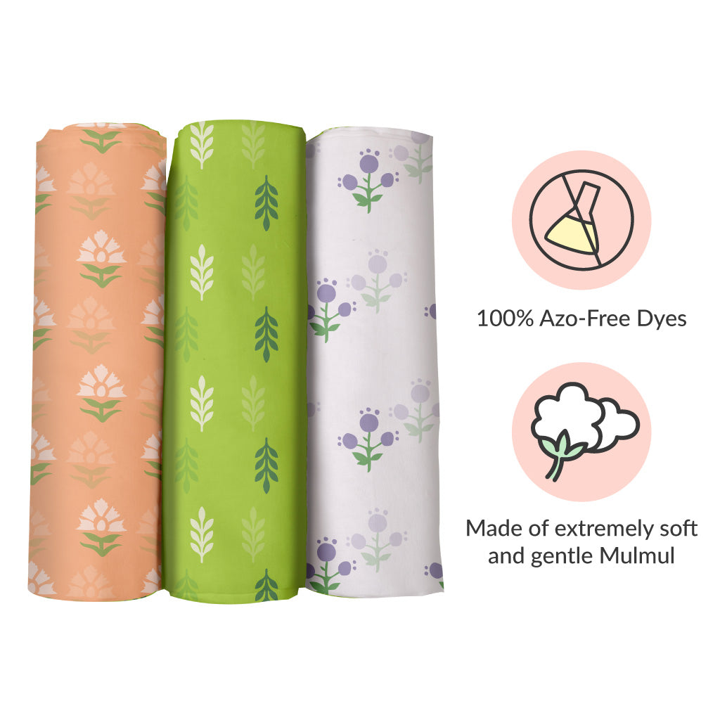 Minty Peach Swaddle Set- Pack of 3