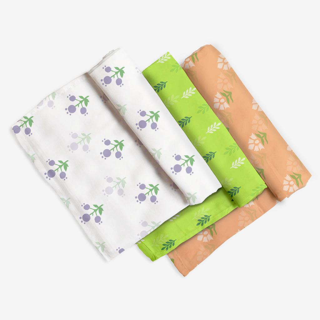 Minty Peach Swaddle Set- Pack of 3
