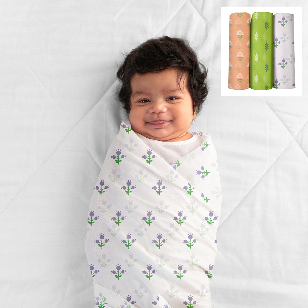 Minty Peach Swaddle Set- Pack of 3