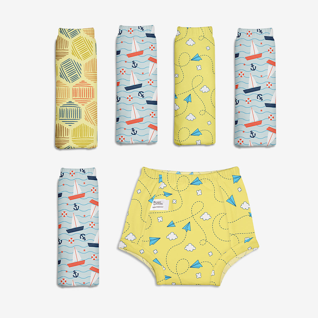 Choose Size and Print for 6 Padded Underwear