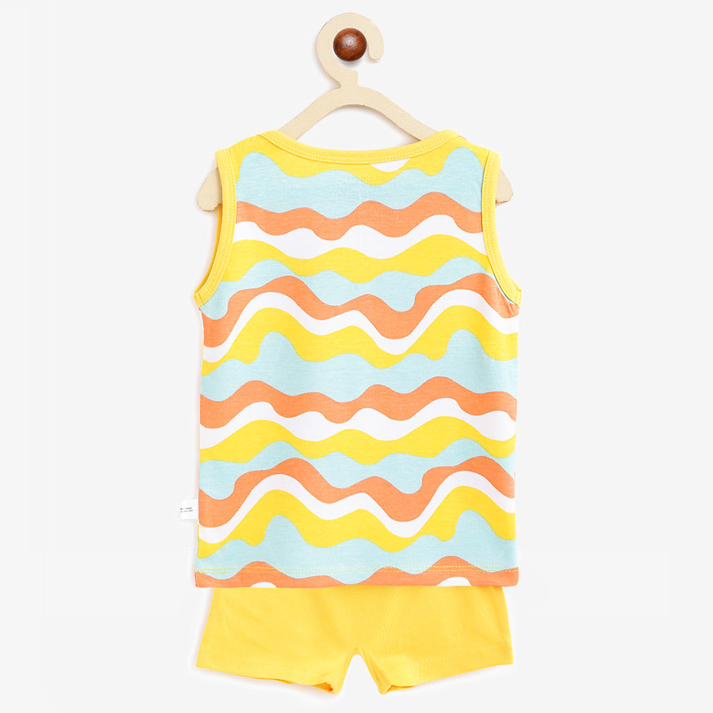 Top & Shorts Set - 2 pack - Colour Patch - Waves & Badges