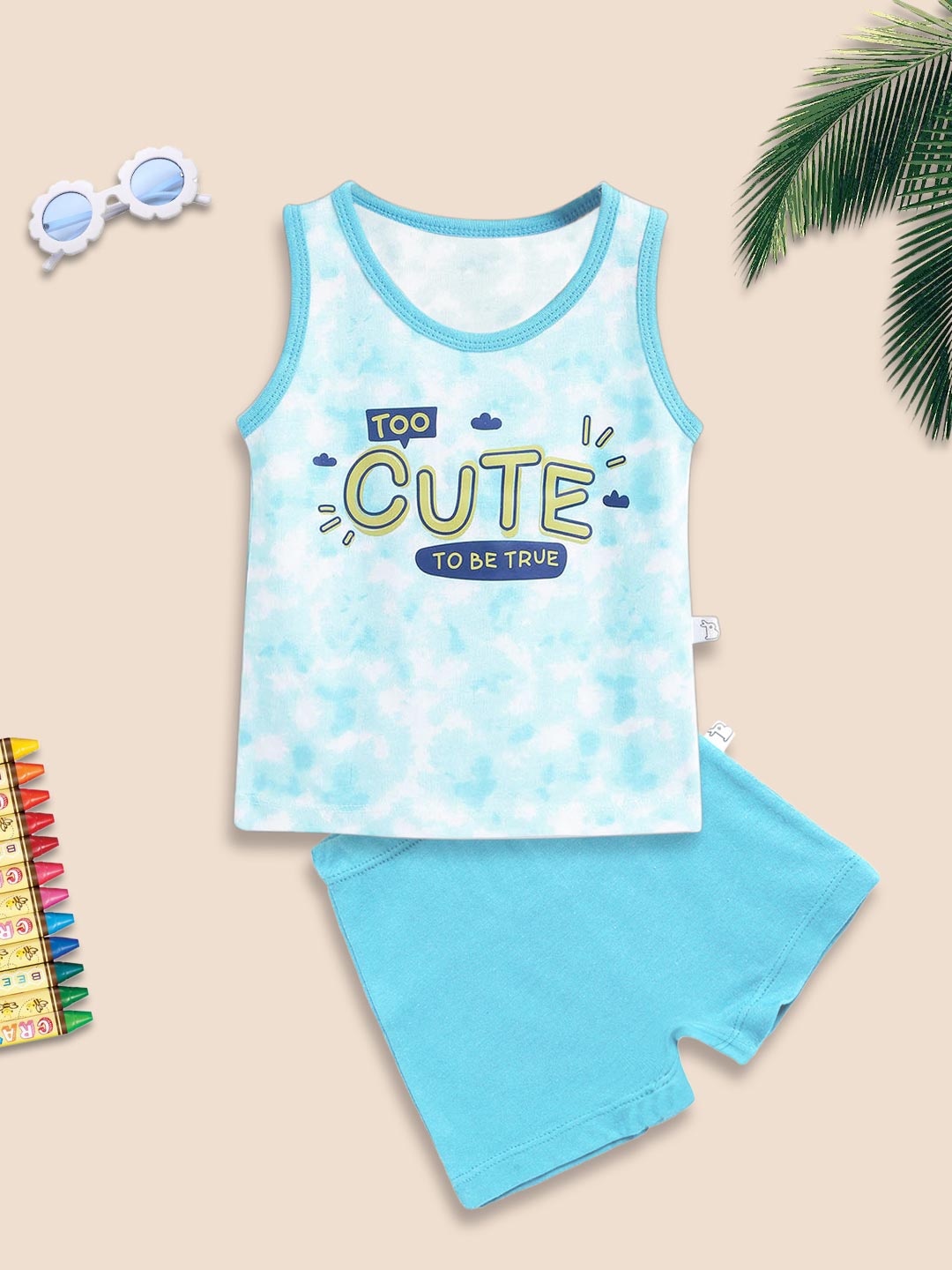 Top & Shorts Set - 3 pack - Colour Patch - Mango Summers - Tie-Dye Blues