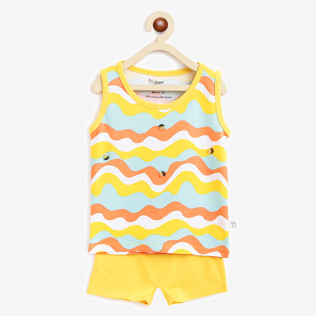 Top & Shorts Set - Waves & Badges