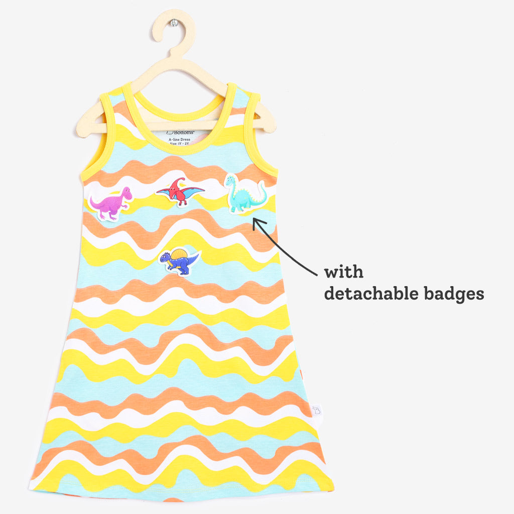 A-line Dress - 2 pack - Colour Patch - Waves & Badges
