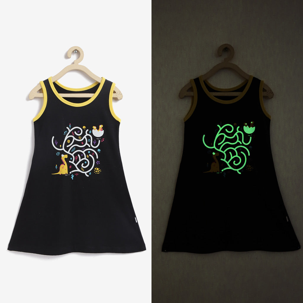 A-line Dress - 3 pack - Dino-A-Maze -Tie-Dye Blues - Waves & Badges