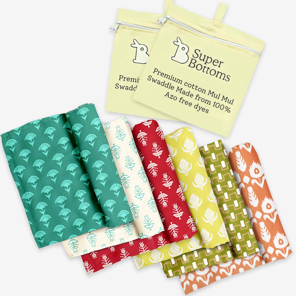 Buta Blow & Regal Ajrakh Swaddle Set- Pack of 6