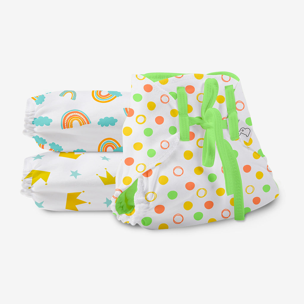 Dry Feel Langot with Mulmul Jhabla - Pack of 3 - Sparkle and Shine Collection