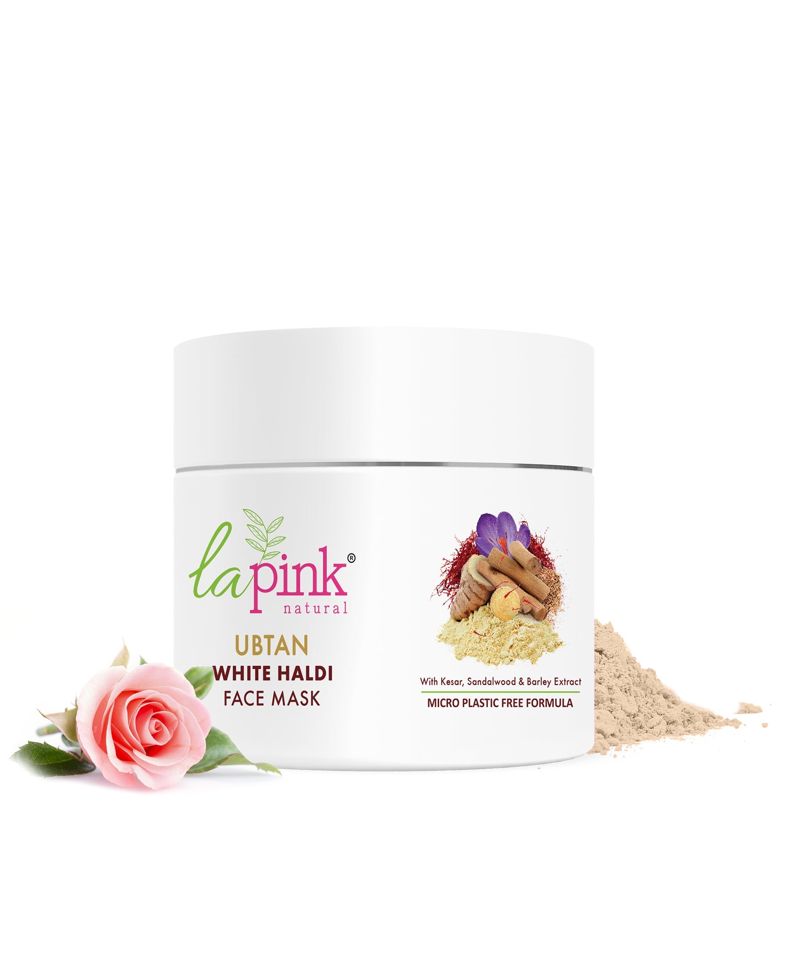 La Pink Ubtan White Haldi Face Pack Mask with 100% Microplastic Free Formula Blemish, Pigmentation, Dark Spot & Tan Removal | All Skin Types | 100g