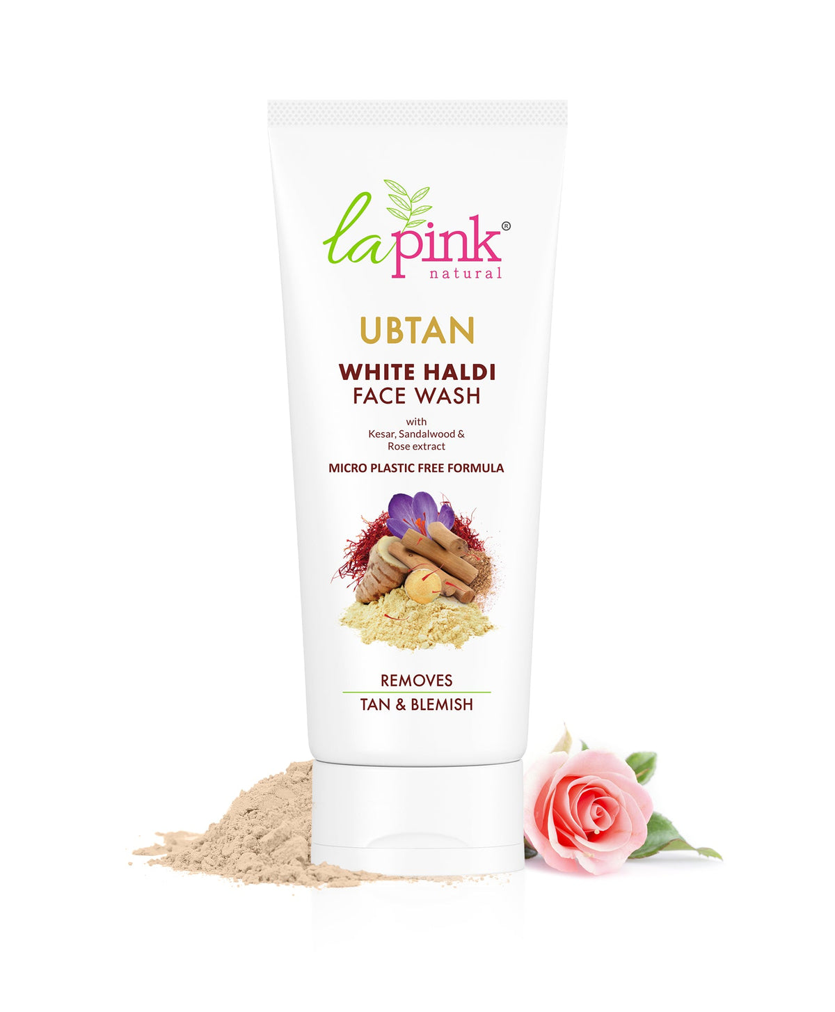 La Pink Ubtan White Haldi Face Wash with 100% Microplastic Free Formula for Blemish, Pigmentation, Dark Spot & Tan Removal | All Skin Types | 100ml